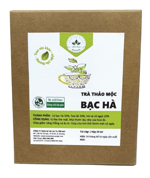 in tem nhãn trà thảo mộc