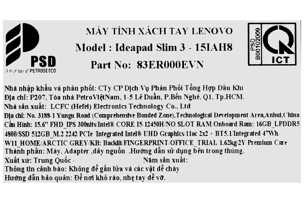 tem thông số nhà bán/nhà sản xuất laptop